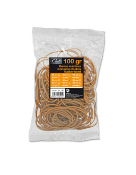 BOLSA 100 GR. GOMAS ELASTICAS Nº 10 DE 10 CM. LARGO OFFICE CLUB 320509