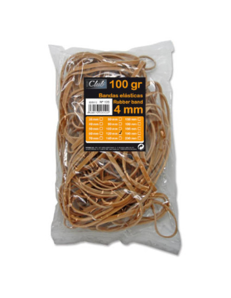 BOLSA 100 GR. GOMAS ELASTICAS Nº 12 DE 12 CM. LARGO Y 4 CM. GROSOR OFFICE CLUB 320512