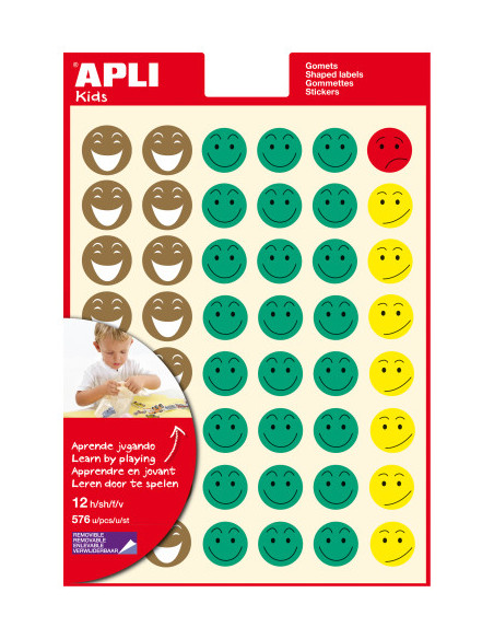 BOLSA 12 HOJAS GOMETS CARA FELIZ APLI 11680 BOLSA 12 HOJAS GOMETS CARA FELIZ APLI 11680