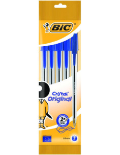 BOLSA 5 BOLIGRAFOS CRISTAL CON CUERPO TRANSPARENTE TRAZO 0