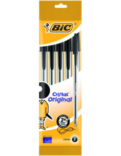 BOLSA 5 BOLIGRAFOS CRISTAL CON CUERPO TRANSPARENTE TRAZO 0