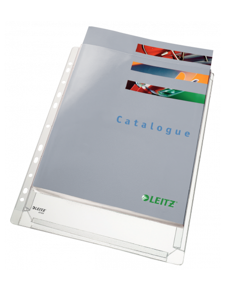 BOLSA 5 FUNDAS FUELLE SIN SOLAPA MULTITALADRO GRAN CAPACIDAD FORMATO A4 170 MICRAS PVC TRANSPARENTE LEITZ 47563003