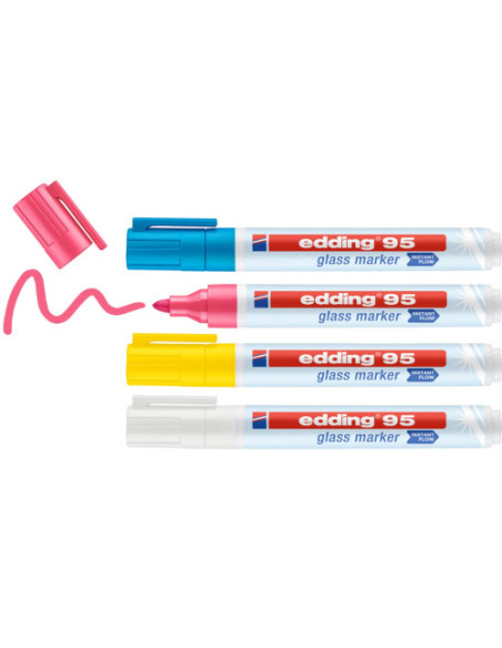 BOLSA CON 4 MARCADORES EDDING 95 COLORES BLANCO