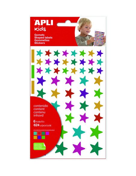 BOLSA DE GOMETS - PEGATINAS ESTRELLAS MULTICOLOR 6 HOJAS APL BOLSA DE GOMETS - PEGATINAS ESTRELLAS MULTICOLOR 6 HOJAS APL