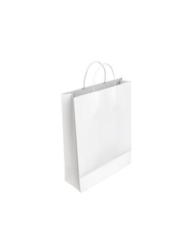 BOLSA PAPEL CON ASAS CELULOSA BLANCO M 27X12X37 CM BISMARK 329814