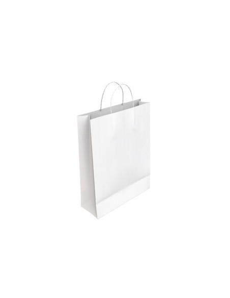 BOLSA PAPEL CON ASAS CELULOSA BLANCO M 27X12X37 CM BISMARK 329814