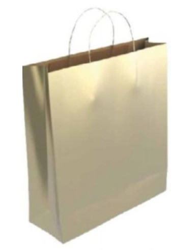 BOLSA PAPEL CON ASAS KRAFT ORO M 27X12X37 CM BISMARK 329846