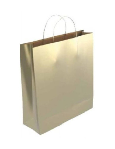 BOLSA PAPEL CON ASAS KRAFT ORO M 27X12X37 CM BISMARK 329846