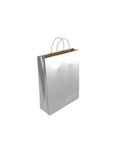 BOLSA PAPEL CON ASAS KRAFT PLATA M 27X12X37 CM BISMARK 329850