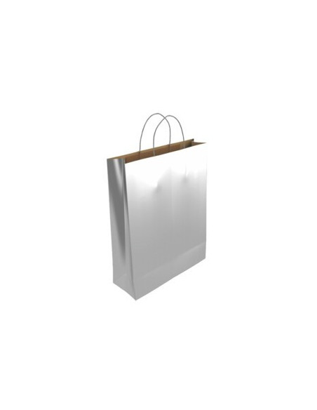 BOLSA PAPEL CON ASAS KRAFT PLATA M 27X12X37 CM BISMARK 329850