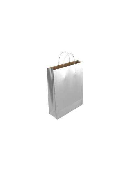BOLSA PAPEL CON ASAS KRAFT PLATA S 24X10X32 CM BISMARK 329849