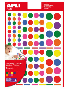 BOLSA GOMETS GEOMÉTRICOS REMOVIBLES MULTICOLOR 6 HOJAS APLI 13240