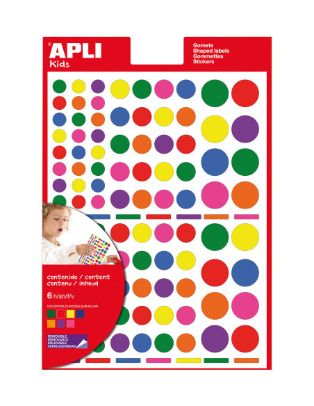 BOLSA GOMETS GEOMÉTRICOS REMOVIBLES MULTICOLOR 6 HOJAS APLI 13240