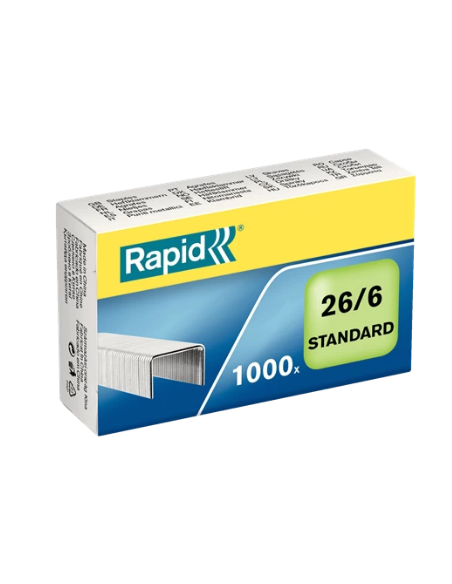 CAJA 1.000 GRAPAS RAPID STANDARD 26/6 MM GALVANIZADA RAPID 24861300