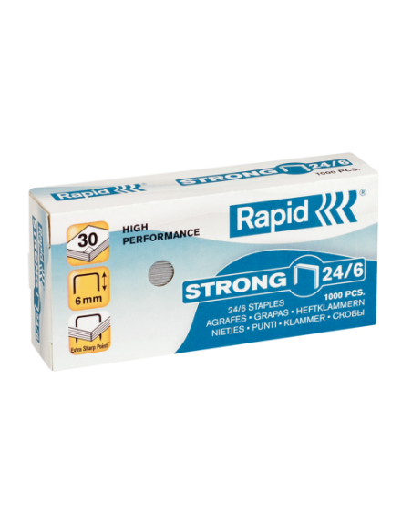 CAJA 1.000 GRAPAS RAPID STRONG 24/6 MM GALVANIZADA RAPID 24855800