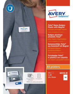 CAJA 10 PORTANOMBRES POLAR BADGE ANTRACITA CON IMÁN–30 X 65 MM AVERY 4835G-M 2