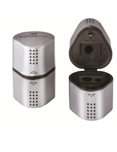 CAJA 10 SACAPUNTAS 2 DEPOSITOS TRIO GRIP COLOR GRIS FABER CASTELL 183800 2