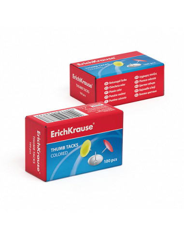 CAJA 100 CHINCHETAS DE COLORES ERICH KRAUSE 24876
