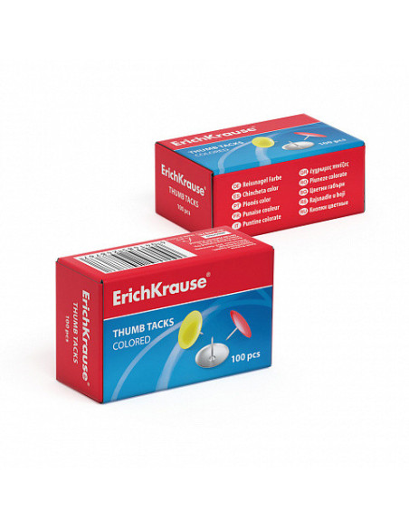 CAJA 100 CHINCHETAS DE COLORES ERICH KRAUSE 24876