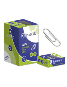 CAJA 100 CLIPS LABIADOS NIQUELADOS PUNTA REDONDA Nº 3 DE 42 MM. BISMARK 318275