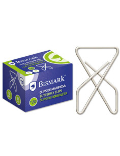 CAJA 12 CLIPS NIQUELADOS DE MARIPOSA Nº 20 BISMARK 321357
