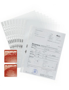 CAJA 100 FUNDAS MULTITALADRO PP PREMIUM A4 CRISTALCLEAR 80MICRAS DURABLE 267619 2