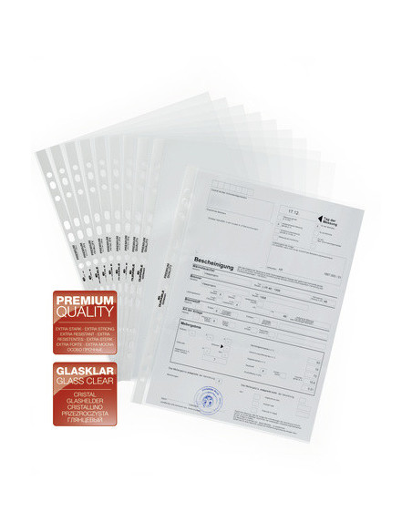 CAJA 100 FUNDAS MULTITALADRO PP PREMIUM A4 CRISTALCLEAR 80MICRAS DURABLE 267619