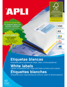 CAJA 100 HOJAS ETIQUETA BLANCA ILC 297X420 A3 11352 APLI