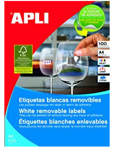 CAJA 100 HOJAS ETIQUETAS BLANCAS REMOVIBLES 38