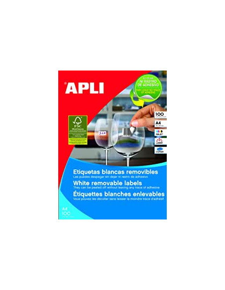 CAJA 100 HOJAS ETIQUETAS BLANCAS REMOVIBLES 38