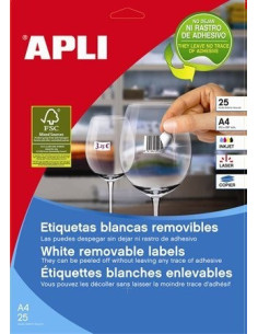 CAJA 100 HOJAS ETIQUETAS BLANCAS REMOVIBLES 97