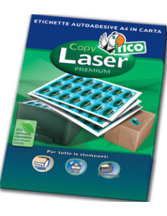 CAJA 100 HOJAS ETIQUETAS BLANCAS SIN MÁRGENES-LÁSER/LÁSER DE COLOR/INYECCIÓN DE TINTA/FOTOCOPIADORAS-210X297 MM TICO LP4W-210297