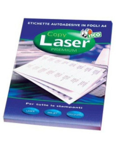 CAJA 100 HOJAS ETIQUETAS BLANCAS SIN MÁRGENES-LÁSER/LÁSER DE COLOR/INYECCIÓN DE TINTA/FOTOCOPIADORAS-70X37 MM TICO LP4W-7037