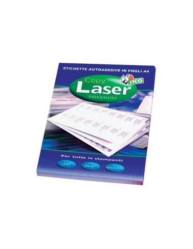 CAJA 100 HOJAS ETIQUETAS BLANCAS SIN MÁRGENES-LÁSER/LÁSER DE COLOR/INYECCIÓN DE TINTA/FOTOCOPIADORAS-70X37 MM TICO LP4W-7037