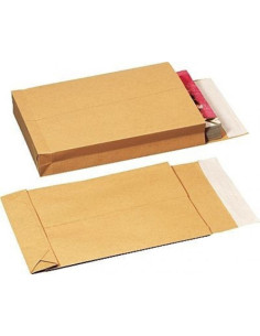 CAJA 250 BOLSAS DIN B4 FOLIO (250X353) BOLSA FUELLE 250X353X30  KRAFT 120 GRS.  FUELLE 3 LADOS - AUTOSAM TIRA DE SILICONA SAM 14