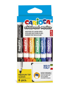 CAJA 6 ROTULADORES CLIP WHITEBOARD COLORES SURTIDOS CARIOCA 42921