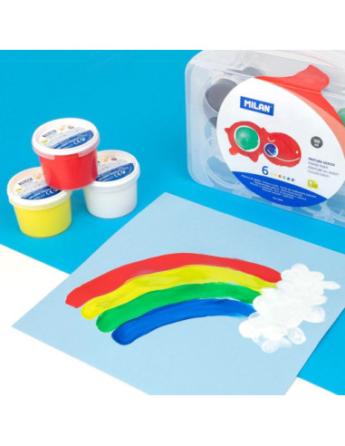 CAJA 6 TARROS 100ML DE PINTURA DEDOS COLORES...