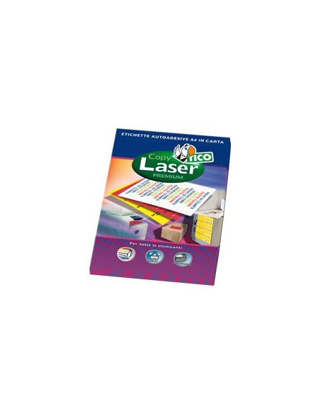 CAJA 70 HOJAS ETIQUETAS AMARILLO FLUORESCENTE CON MÁRGENES-LÁSER/INYECCIÓN DE TINTA/FOTOCOPIADORAS-70X36 MM TICO LP4FG-7036