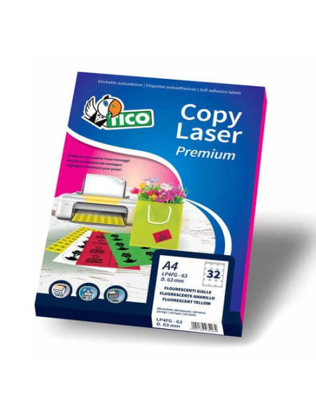 CAJA 70 HOJAS ETIQUETAS NARANJA FLUORESCENTE CON ESQUINAS REDONDAS-LÁSER/INYECCIÓN DE TINTA/FOTOCOPIADORAS-200X142 MM TICO LP4FA