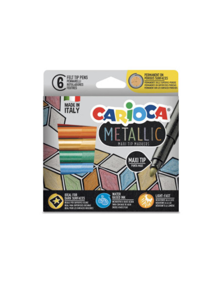 CAJA 6 ROTULADORES METALLIC PUNTA MAXI CARIOCA 43161