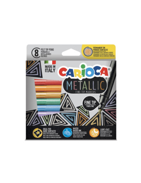 CAJA 8 ROTULADORES METALLIC PUNTA FINA CARIOCA 43162