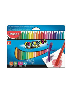 CAJA DE 24 CERAS PLASTICLEAN COLOR'PEPS COLORES SURTIDOS MAPED 862013