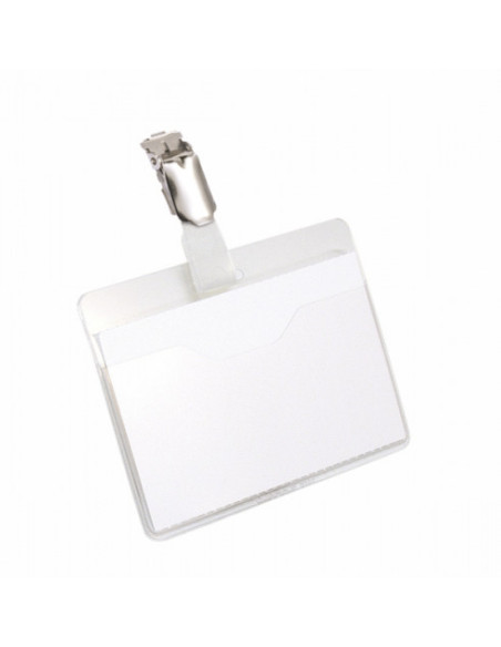 CAJA DE 25 IDENTIFICADORES CON PINZA TRANSPARENTE 60X90 DURABLE 8106-19