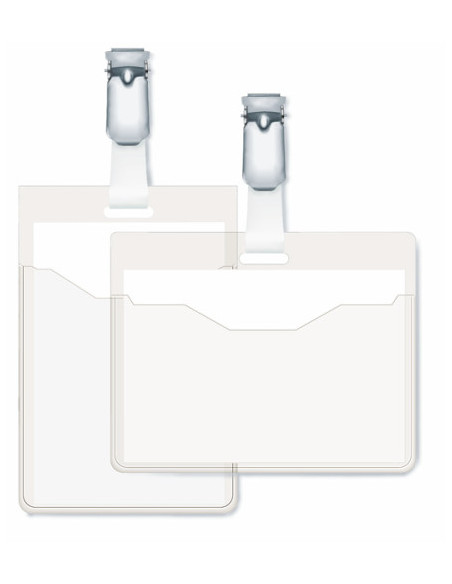 CAJA DE 25 IDENTIFICADORES CON PINZA TRANSPARENTE 60X90 DURABLE 8106-19