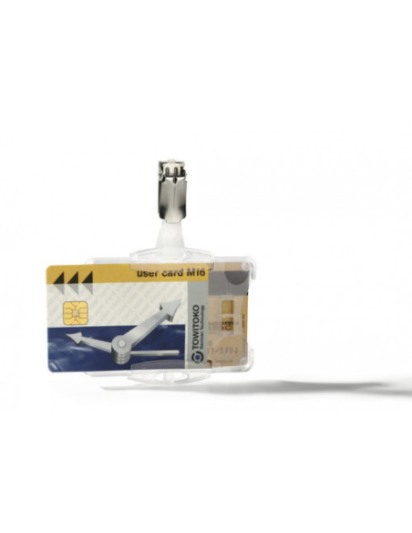 CAJA DE 25 IDENTIFICADORES PARA TARJETAS SEGURIDAD DOBLE CON PINZA 54X85MM DURABLE 8218-19