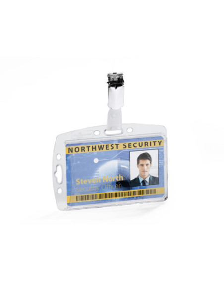 CAJA DE 25 IDENTIFICADORES RIGIDOS CON PINZA PARA TARJETAS 54X85 DURABLE 8005-19