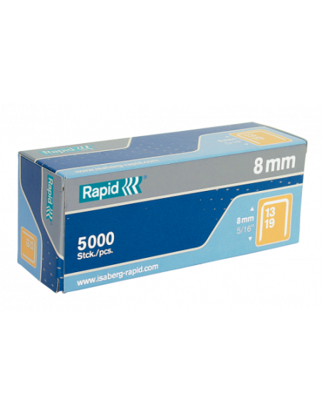 CAJA DE 5000 GRAPAS TIPO 13/8 GALVANIZADAS PARA CLAVADORAS RAPID 1183