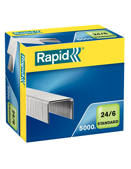 CAJA DE 5000 GRAPAS TIPO 22/6 - 24/6 GALVANIZADAS PARA GRAPADORAS DE SOBREMESA/OFICINA RAPID 24859800