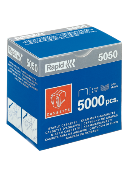 CAJA DE 5000 GRAPAS TIPO 5050E GALVANIZADAS PARA GRAPADORAS ELECTRICAS RAPID 20993500