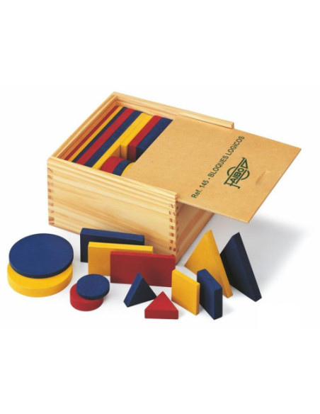 BLOQUES LÓGICOS DE MADERA EN CAJA DE MADERA FAIBO 145